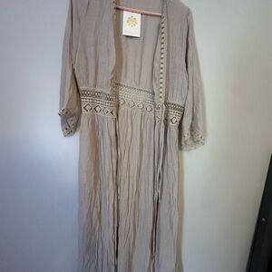 Rebellion Taupe Lace-Trimmed Dress